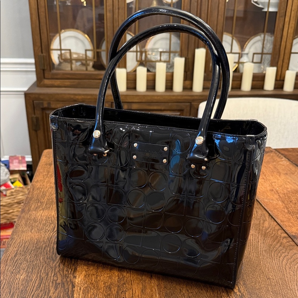 Kate Spade Y2K Glossy Black Embossed Tote